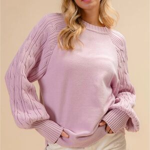 Women's Lilac Cable Knit Sweater